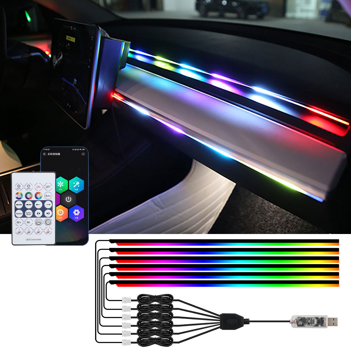 Led Ambient Interior Car Lights App Control - 6/10 في 1 سيارة Led أضواء