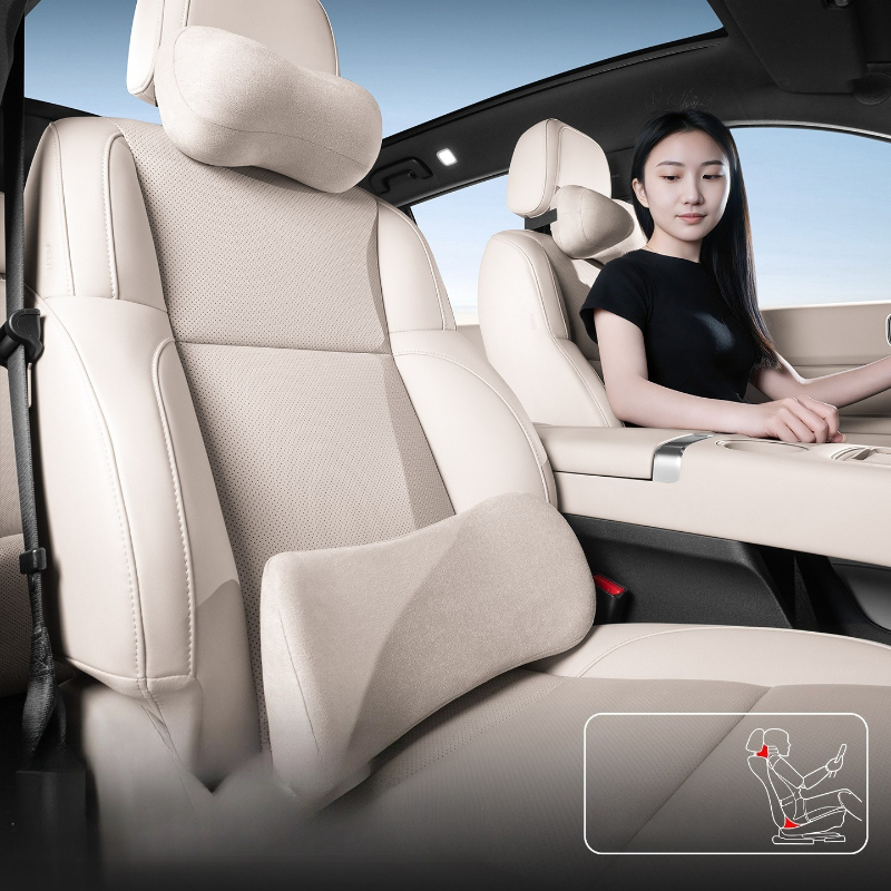 Memory Foam Car Neck Pillow Lumbar Support - طقم وسادة رقبة ومسند ظهر للسيارة