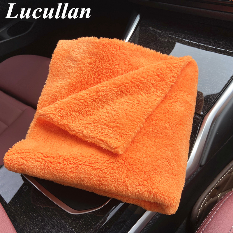 Microfiber Car Drying Towel Super Absorbent - Lucullan 40x40 سنتيمتر البرتقال سوبر سميكة
