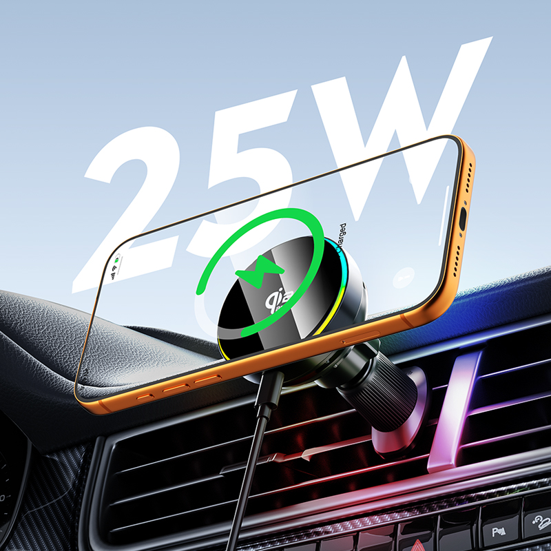 شاحن سيارة لاسلكي qi2.2 بقوة 2 - مراجعة Magnetic Phone Holder For Car Vent وسعره