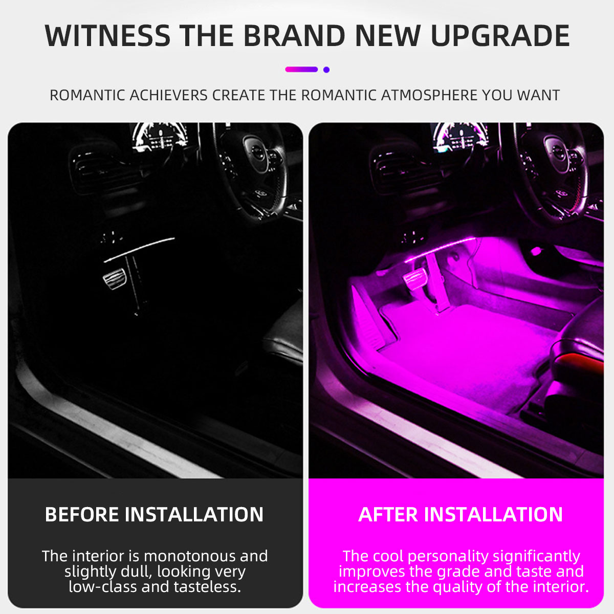 مصباح داخلي للسيارة بـ 12/18 م - مراجعة Led Ambient Interior Car Lights App Control وسعره