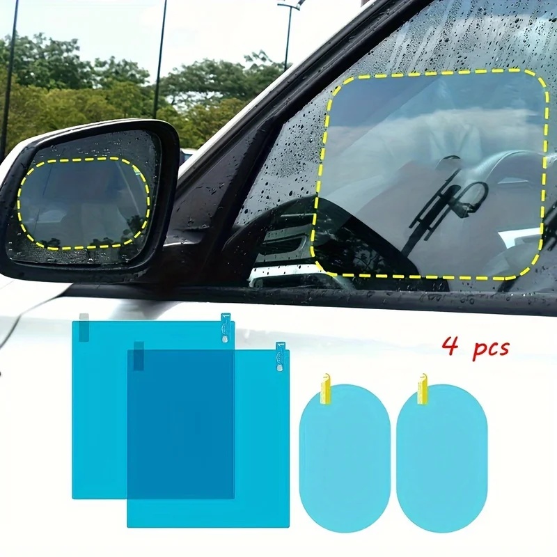 4 قطع من ملصقات حماية مرآة الر - مراجعة Anti Glare Car Rearview Mirror Film وسعره