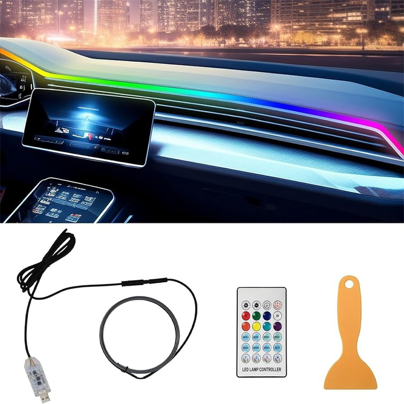الملونة LED سيارة الداخلية الم - مراجعة Led Ambient Interior Car Lights App Control وسعره