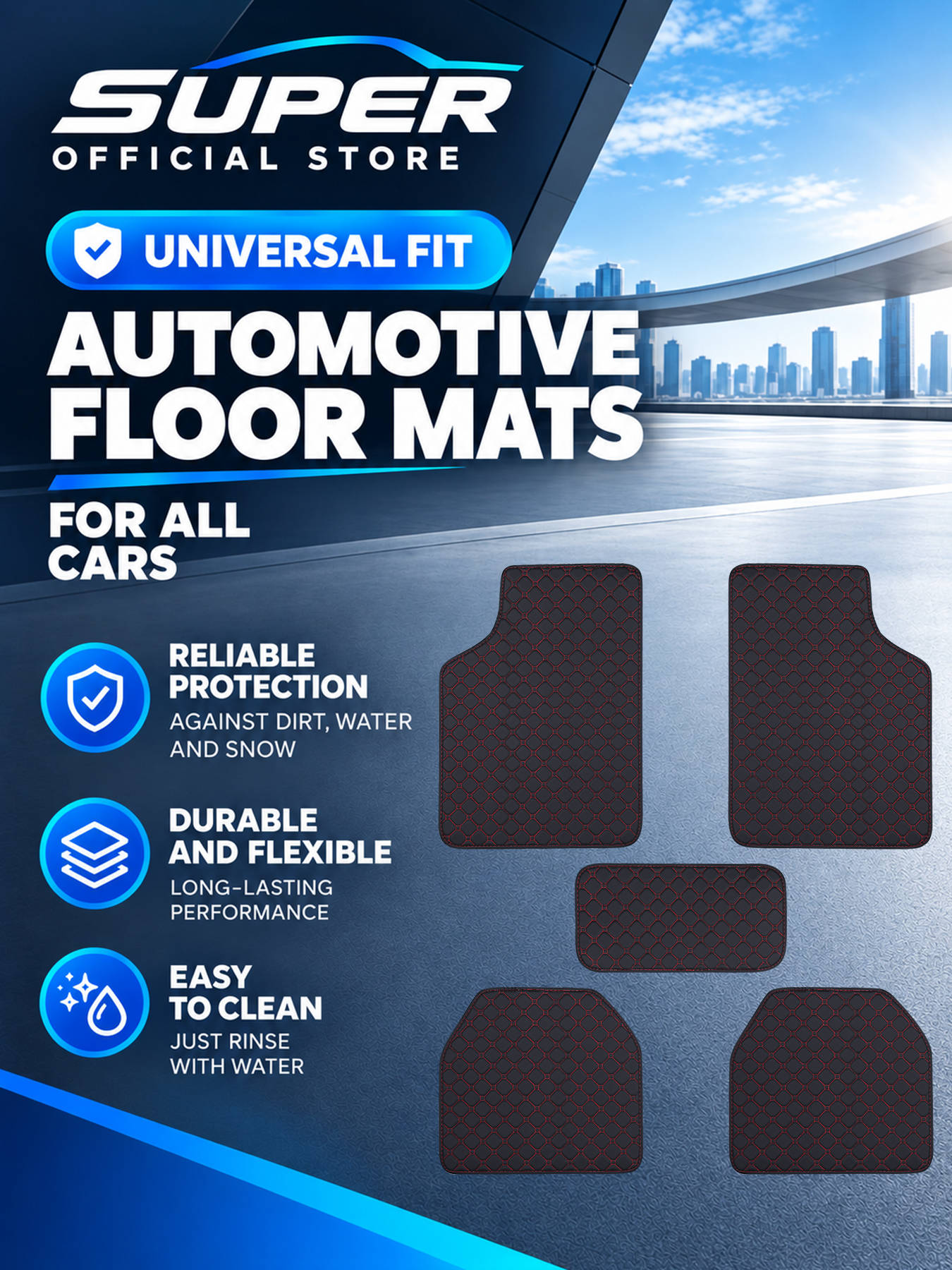 دواسات أرضية للسيارة مجموعة كا - مراجعة Car Floor Mats Universal Waterproof Leather وسعره